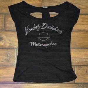 Harley-Davidson Women's Black Cutout Tee. Size M.
